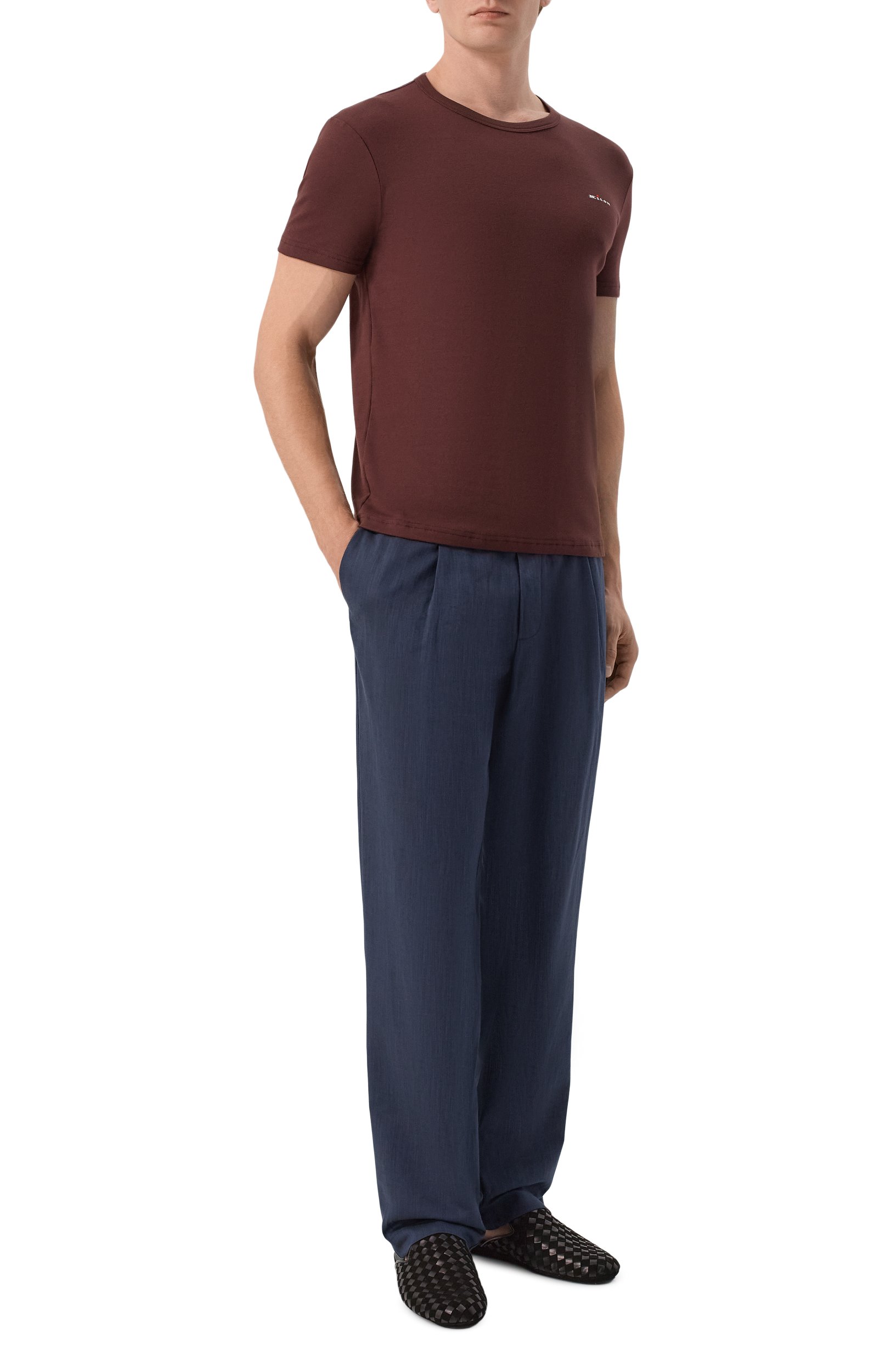 Хлопковая футболка KITON коричневого цвета по цене 39950 руб., арт. UNWM008K0263L, фото 2 Хлопковая футболка KITON, арт. UNWM008K0263L, фото 2