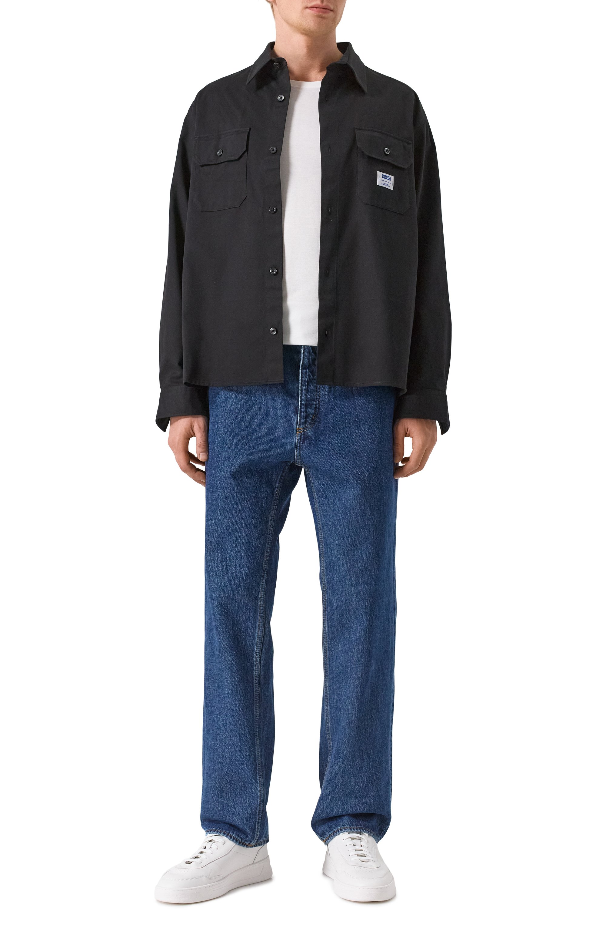 Хлопковая куртка-рубашка HUGO BLUE черного цвета по цене 12500 руб., арт. 50520001, фото 2 Хлопковая куртка-рубашка HUGO BLUE, арт. 50520001, фото 2