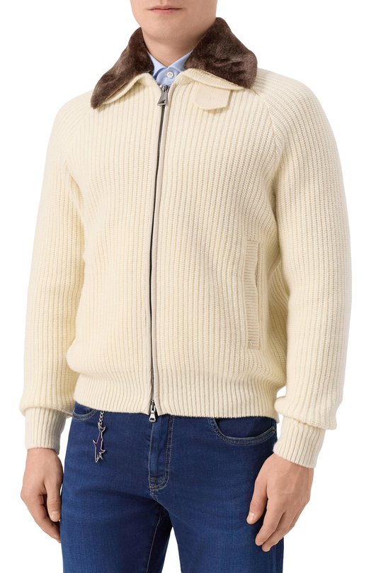 Шерстяной кардиган Paul&Shark 15311243/3XL-6XL Кремовый  15311243/3XL-6XL Фото 3