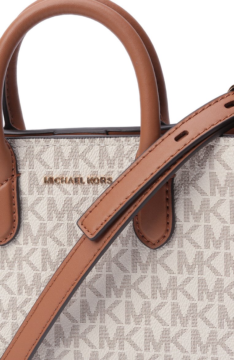 Женская сумка scarlett xs MICHAEL MICHAEL KORS бежевого цвета, арт. 32F4GETC0B | Фото 3 (Материал сплава: Проставлено; Размер: small; Ремень/цепочка: На ремешке; Драгоценные камни: Проставлено; Материал: Экокожа, Канва)