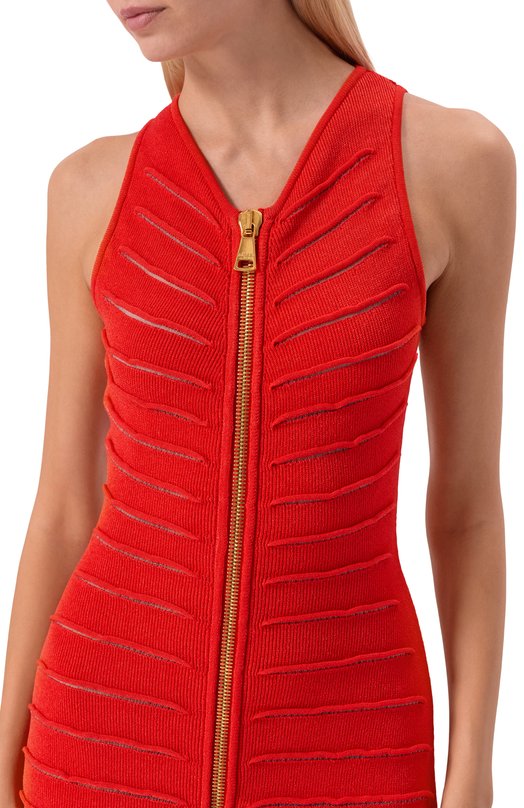 Платье из вискозы Balmain FF0R0170/KI96 Красный  FF0R0170/KI96 Фото 4