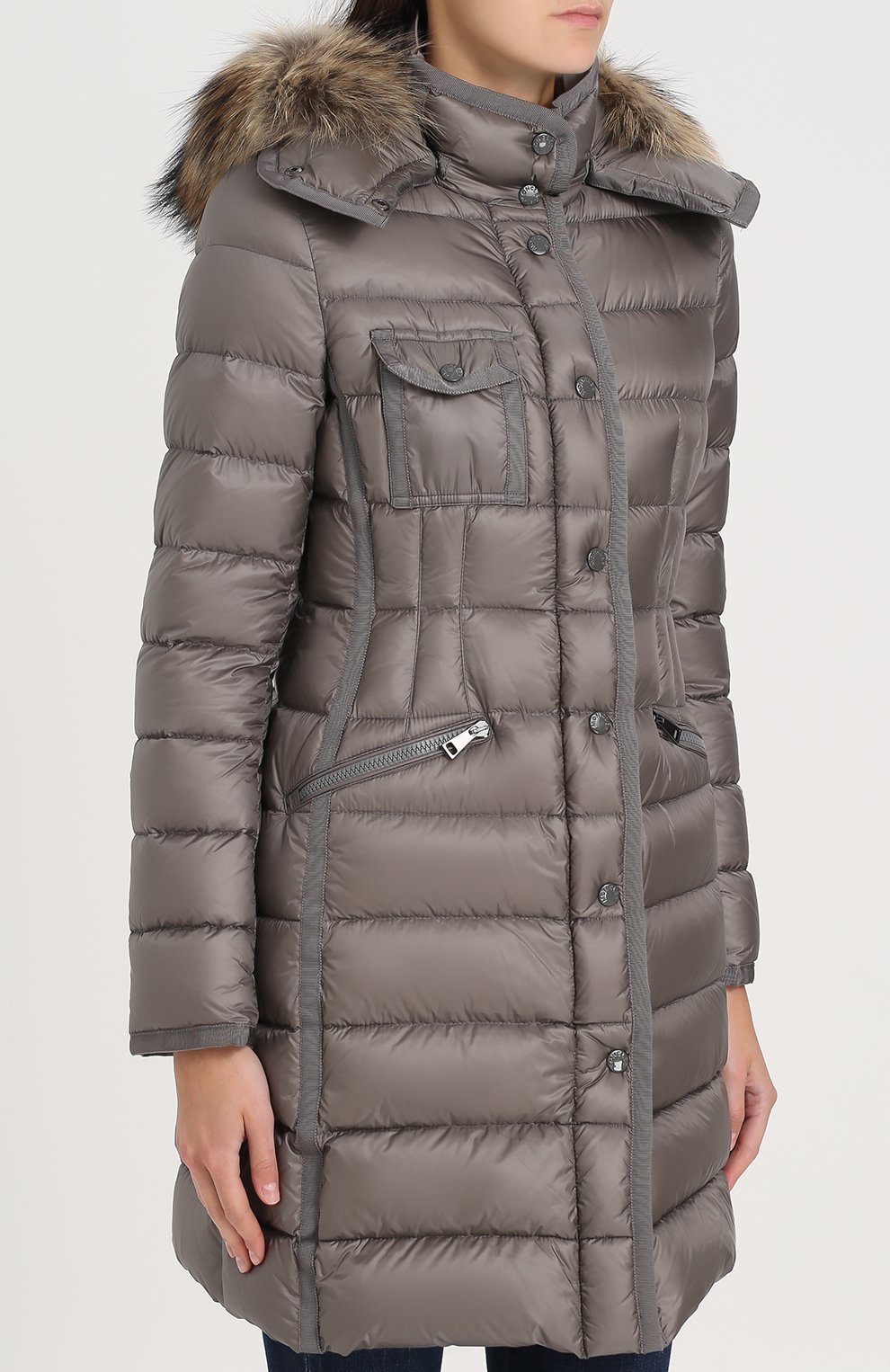 Приталенный стеганый пуховик с меховой отделкой капюшона MONCLER, арт. C2-093-49900-15-53048, фото 3