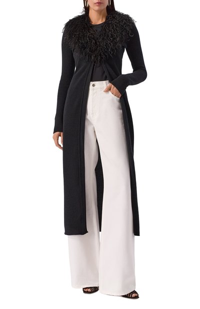 Шерстяной кардиган с отделкой перьями BLUMARINE, арт. 2M608A, фото 2