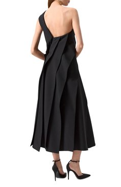 Женское шерстяное платье VALENTINO черного цвета, арт. 5B0VADS074B | Фото 4 (Материал внешний: Шерсть; Драгоценные камни: Проставлено; Длина Ж (юбки, платья, шорт�ы): Миди; Материал сплава: Проставлено; Стили: Кэжуэл; Женское Кросс-КТ: Платье-одежда; Случай: Коктейльный; Рукава: Без рукавов)
