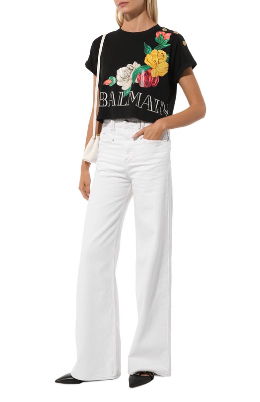 Хлопковая футболка Balmain CF0EE095/GD50 Чёрный  CF0EE095/GD50 Фото 2