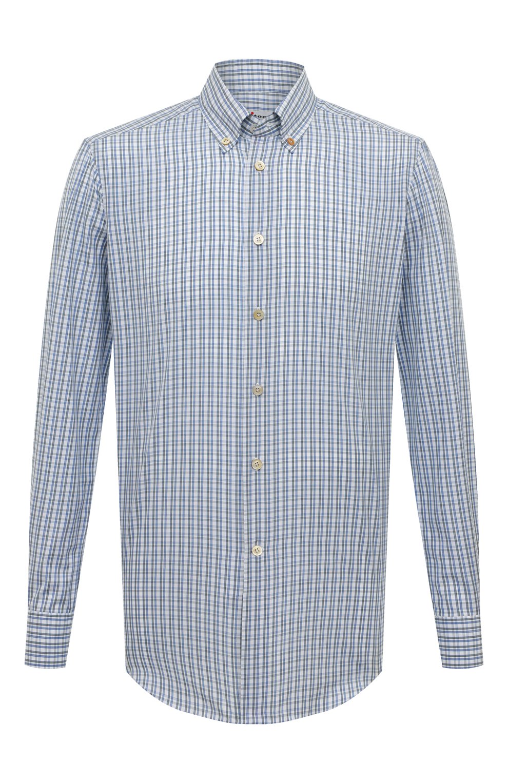 Хлопковая рубашка KITON синего цвета по цене 58700 руб., арт. UCIH0824610, фото 1 Хлопковая рубашка KITON, арт. UCIH0824610, фото 1