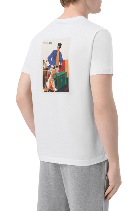 Хлопковая футболка Trussardi G0698000164N Белый  G0698000164N Фото 4