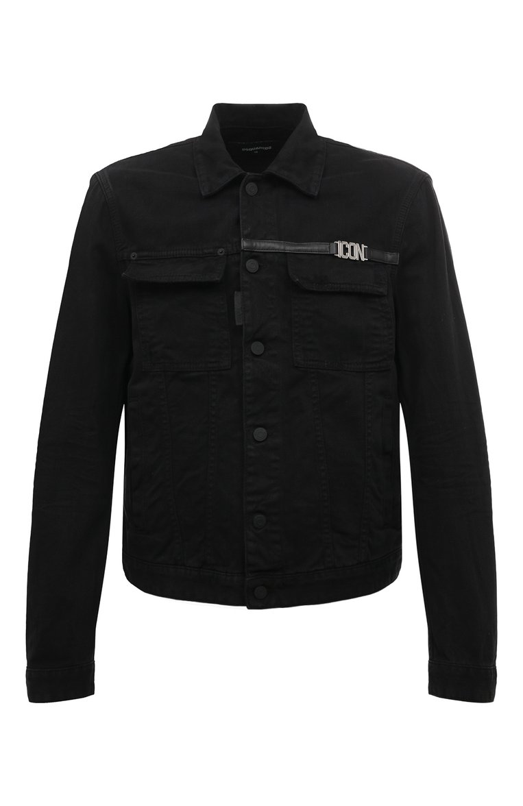 Мужская джинсовая куртка icon DSQUARED2 черного цвета, арт. S79AM0052/S47925 | Фото 1 (Рукава: Длинные; Материал внешний: Хлопок, Деним; Длина (верхняя одежда): Короткие; Кросс-КТ: Куртка, Деним, Легкие; Стили: Кэжуэл)