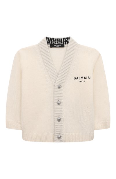 Кардиган из шерсти и кашемира BALMAIN молочного цвета по цене 31800 руб., арт. BV9520., фото 1 Кардиган из шерсти и кашемира BALMAIN, арт. BV9520., фото 1