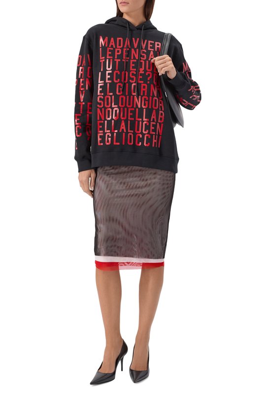 Хлопковое худи MSGM 3942MDM108N/257999 Чёрный  3942MDM108N/257999 Фото 2