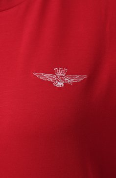 Женская хлопковая футболка AERONAUTICA MILITARE красного цвета, арт. TS2381DJ675 | Фото 6 (Длина (для топов): Стандартные; Рукава: Короткие; Стили: Спорт-шик; Принт: Без принта; Материал внешний: Хлопок)