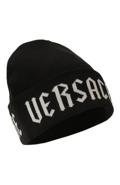 Женская шапка VERSACE JEANS COUTURE черно-белого цвета, арт. 77HAZK53/ZG289 | Фото 1 (Материал сплава: Проставлено; Материал: Текстиль, Синтетический материал; Нос: Не проставлено)