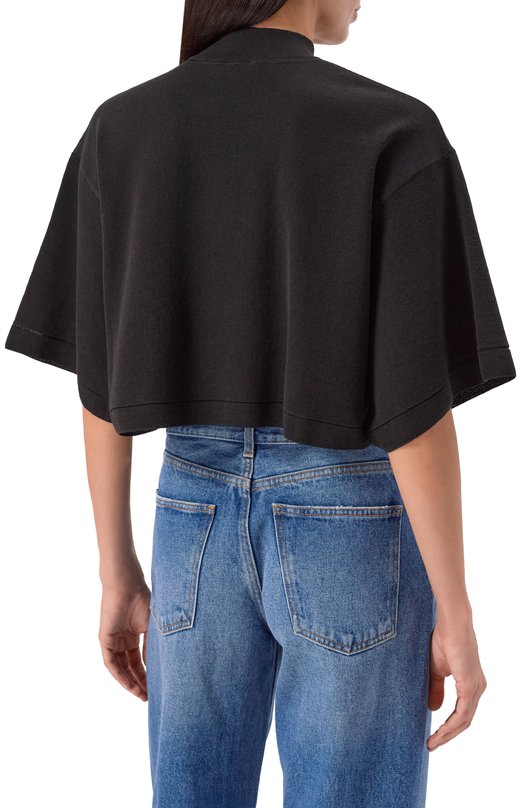 Футболка из хлопка и шерсти Alaia AA9H1232K083B Чёрный  AA9H1232K083B Фото 4