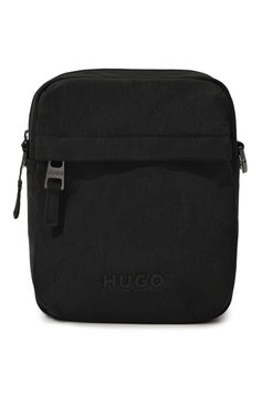 Мужская сумка HUGO черного цвета, арт. 50516553 | Фото 1 (Материал: Текстиль; Размер: small; Ремень/цепочка: На ремешке)