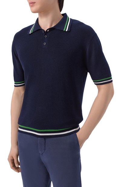 Хлопковое поло KITON темно-синего цвета по цене 120500 руб., арт. UMM0737, фото 3 Хлопковое поло KITON, арт. UMM0737, фото 3