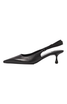 Женские кожаные туфли amel 50 JIMMY CHOO черного цвета, арт. AMEL 50 | Фото 4 (Материал внешний: Натуральная кожа; Подошва: Плоская; Драгоценные камни: Проставлено; Каблук высота: Средний; Материал сплава: Проставлено; Материал внутренний: Натуральная кожа; Женское Кросс-КТ: Слингбэки; Каблук тип: Фигурный)