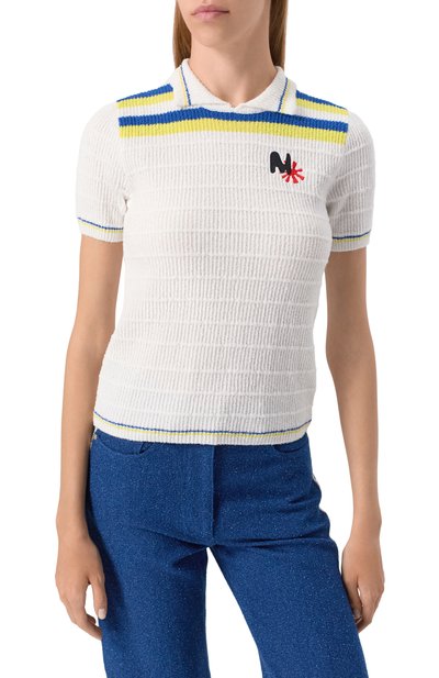 Хлопковое поло MSGM белого цвета по цене 31550 руб., арт. 3841MDM202/257289, фото 3 Хлопковое поло MSGM, арт. 3841MDM202/257289, фото 3