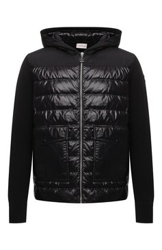 Мужской комбинированный кардиган MONCLER черного цвета, арт. H1-091-9B000-19-M1393 | Фото 1 (Материал внешний: Синтетический материал, Хлопок; Материал подклада: Синтетический материал; Материал утеплителя: Пух и перо; Длина (для топов): Стандартные; Рукава: Длинные; Мужское Кросс-КТ: Кардиган-одежда; Стили: К�эжуэл; Драгоценные камни: Проставлено; Материал сплава: Проставлено)