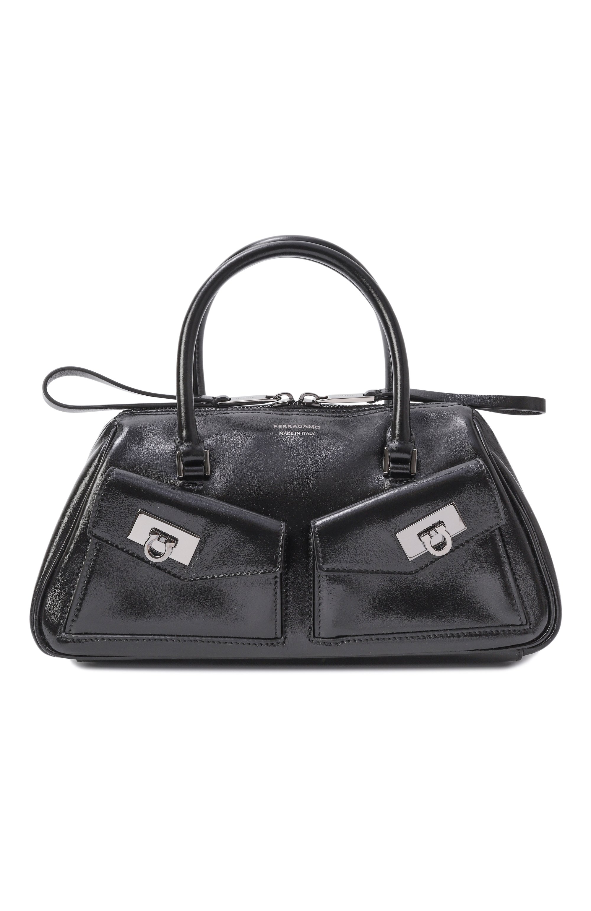 Сумка multipocket bowling small FERRAGAMO черного цвета по цене 270500 руб., арт. 21A228/786980, фото 1 Сумка multipocket bowling small FERRAGAMO, арт. 21A228/786980, фото 1