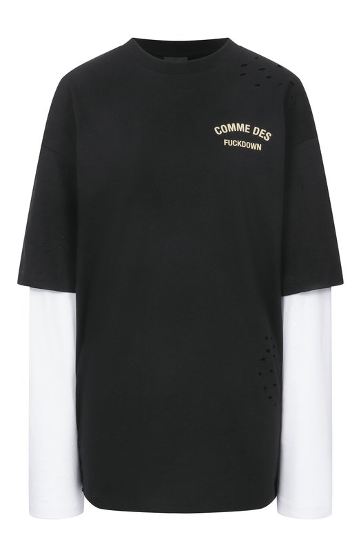 Хлопковый лонгслив Comme des Fuckdown CFABW01666 Чёрно-белый CFABW01666