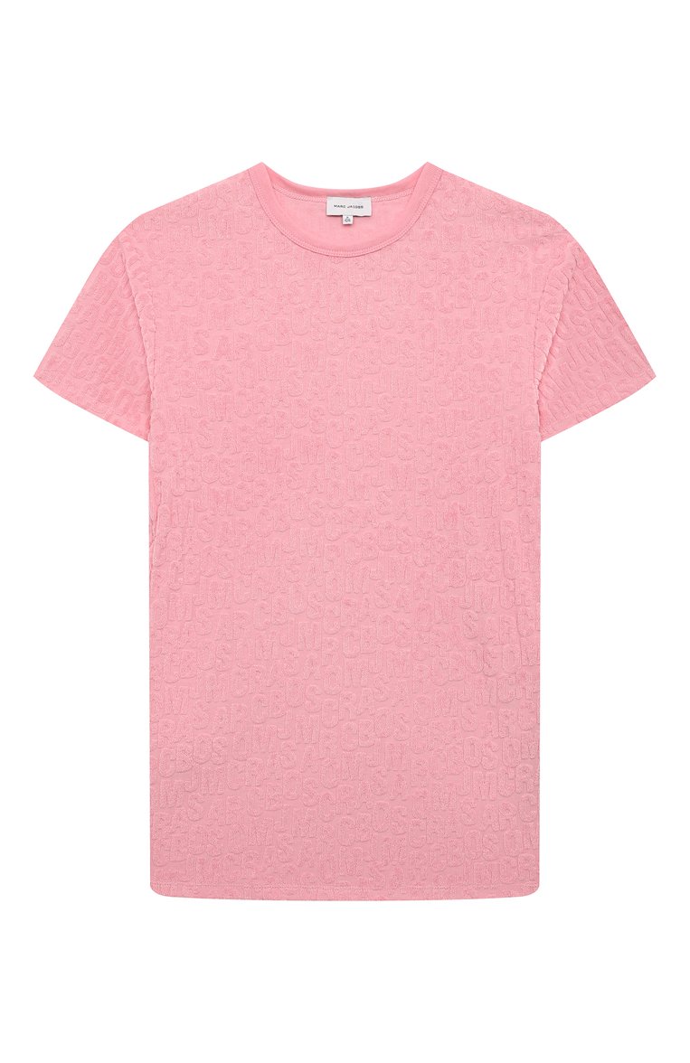 Детское платье MARC JACOBS (THE) розового цвета, арт. W60076/6A-12A | Фото 1 (Материал внешний: Синтетический матер�иал, Хлопок; Рукава: Короткие; Случай: Повседневный; Девочки Кросс-КТ: Платье-одежда; Ростовка одежда: 9 лет | 134 см, 12 лет | 152 см, 5 лет | 110 см, 7 лет | 122 см)