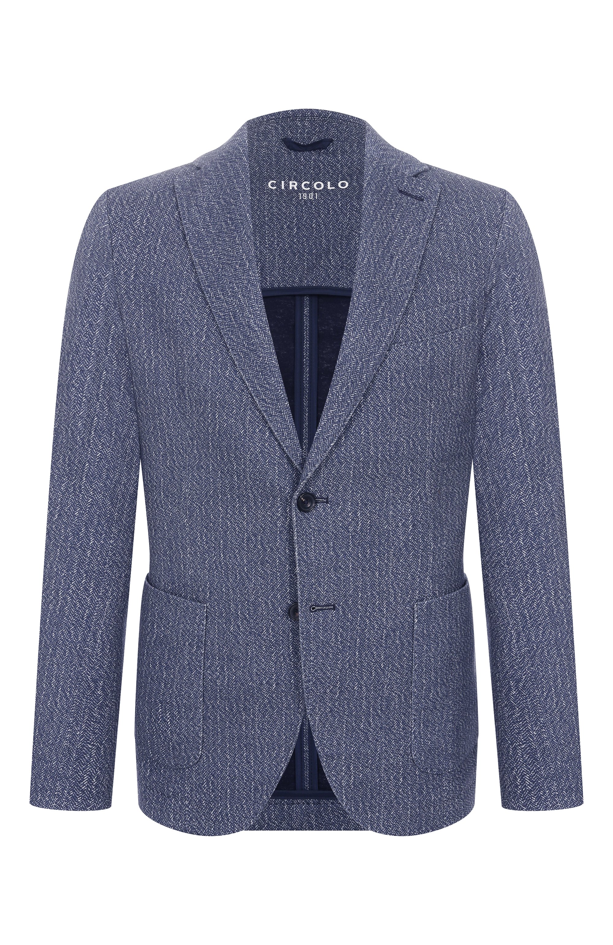 Хлопковый пиджак CIRCOLO 1901 синего цвета по цене 68750 руб., арт. CN5000, фото 1 Хлопковый пиджак CIRCOLO 1901, арт. CN5000, фото 1