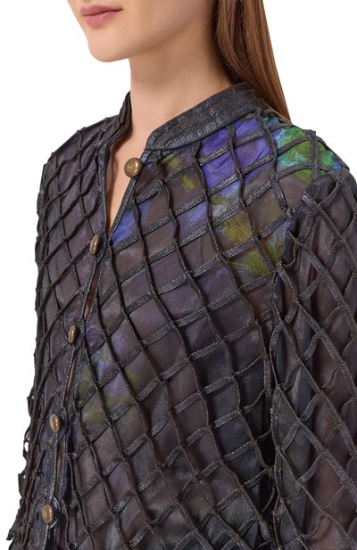 Кожаный жакет GIORGIO ARMANI темно-синего цвета по цене 1930000 руб., арт. GW003374/AF26010, фото 5 Кожаный жакет GIORGIO ARMANI, арт. GW003374/AF26010, фото 5