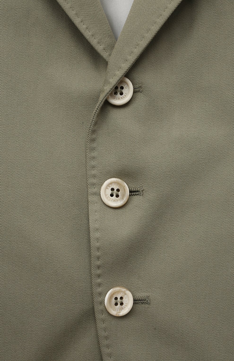 Хлопковый пиджак BRUNELLO CUCINELLI хаки цвета по цене 85900 руб., арт. BS443K726A, фото 3 Хлопковый пиджак BRUNELLO CUCINELLI, арт. BS443K726A, фото 3