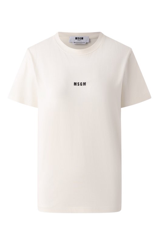Хлопковая футболка MSGM 2000MDM500 200002 Кремовый 2000MDM500 200002