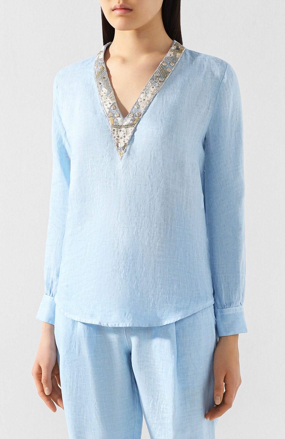 Льняная блузка 120% LINO, арт. R0W1357/B317/S02, фото 3