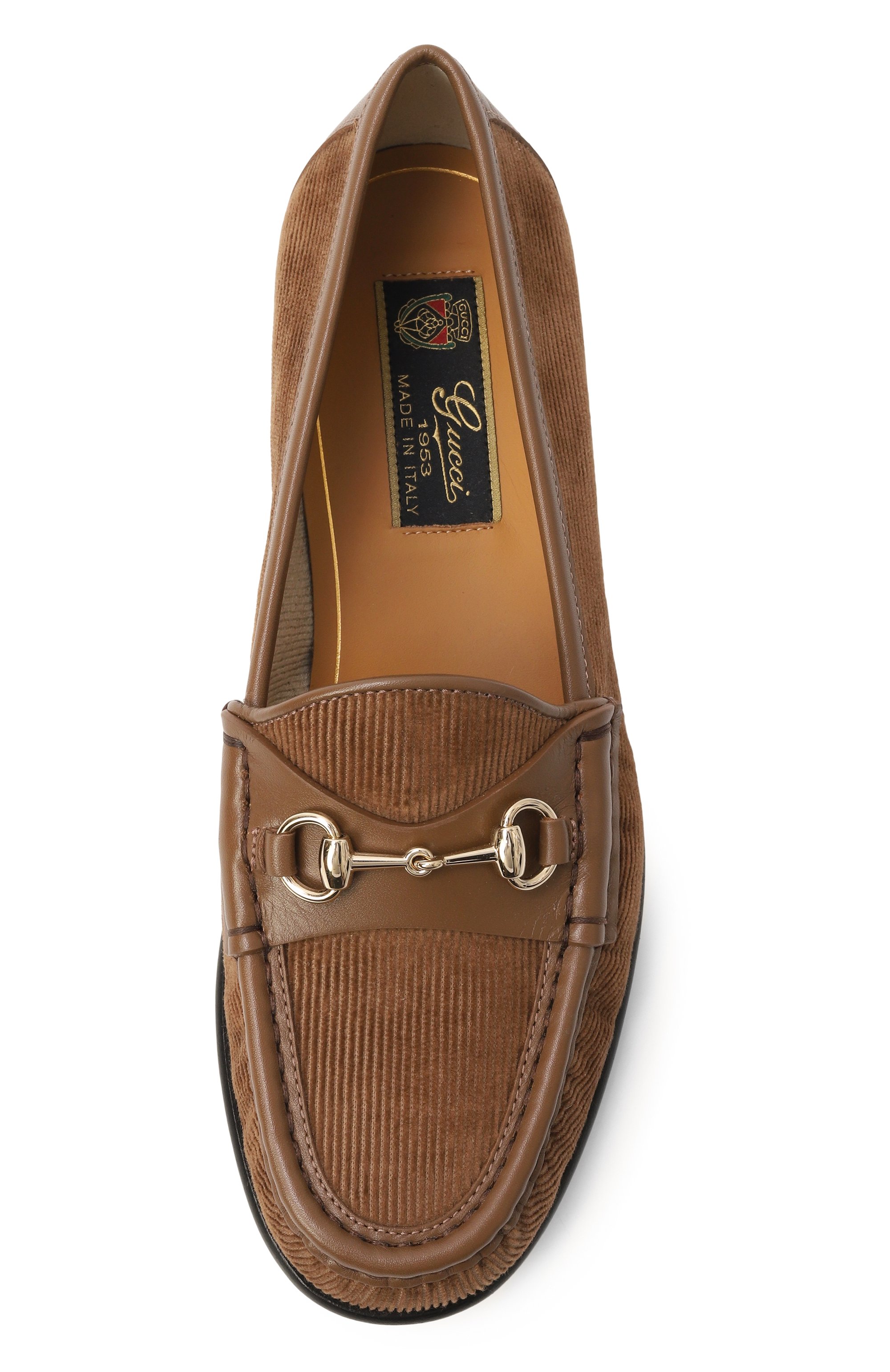 Текстильные лоферы horsebit 1953 GUCCI коричневого цвета по цене 128500 руб., арт. 815526/FAD6S, фото 6 Текстильные лоферы horsebit 1953 GUCCI, арт. 815526/FAD6S, фото 6