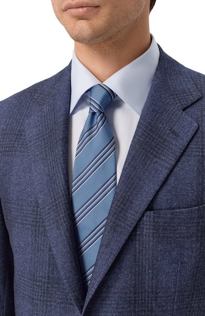 Шелковый галстук KITON голубого цвета по цене 41650 руб., арт. UCRVKPC01M27, фото 2 Шелковый галстук KITON, арт. UCRVKPC01M27, фото 2