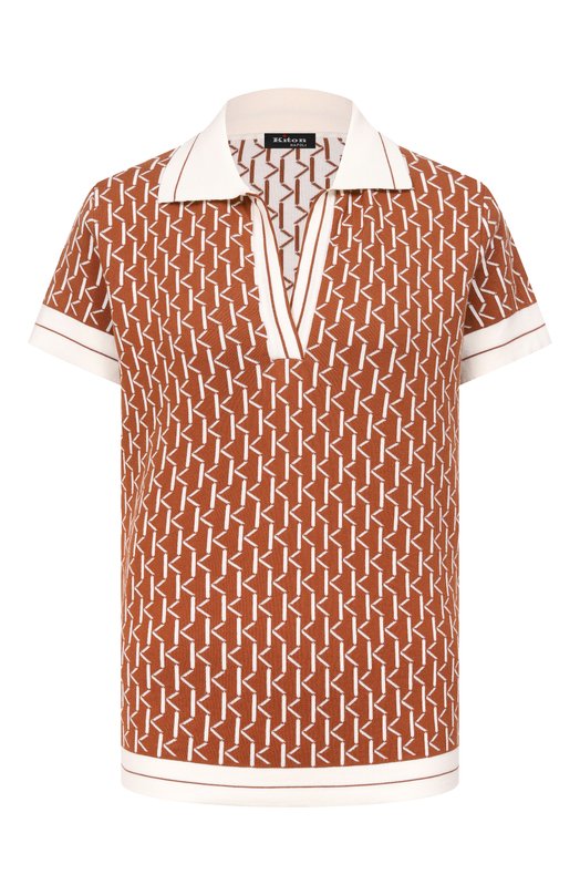 Хлопковое поло Kiton D59778K0954F04 Коричневый D59778K0954F04