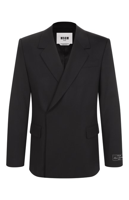 Мужской шерстяной пиджак MSGM черного цвета, арт. 3840MG05/257127 | Фото 1 (Длина (для топов): Стандартные; Драгоценные камни: Проставлено; Материал внешний: Шерсть; Рукава: Длинные; Материал сплава: Проставлено)