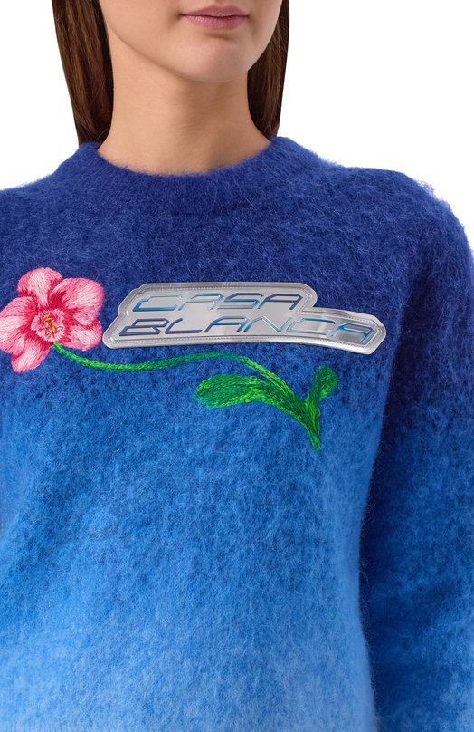 Шерстяной свитер Casablanca W-SP26-KW-1232-01 Синий  W-SP26-KW-1232-01 Фото 5