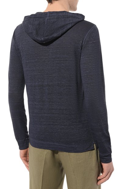 Льняной лонгслив-хенли 120% LINO темно-синего цвета по цене 26350 руб., арт. 31ALIM7553/000E908/S00, фото 4 Льняной лонгслив-хенли 120% LINO, арт. 31ALIM7553/000E908/S00, фото 4