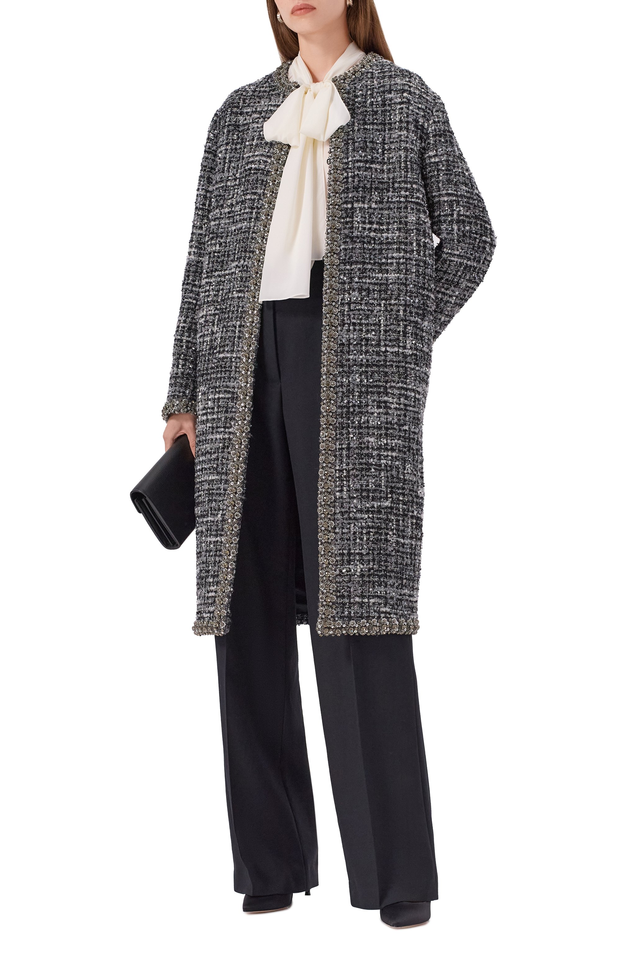 Твидовое пальто VALENTINO серого цвета по цене 827500 руб., арт. 5B3CA7858SF, фото 2 Твидовое пальто VALENTINO, арт. 5B3CA7858SF, фото 2