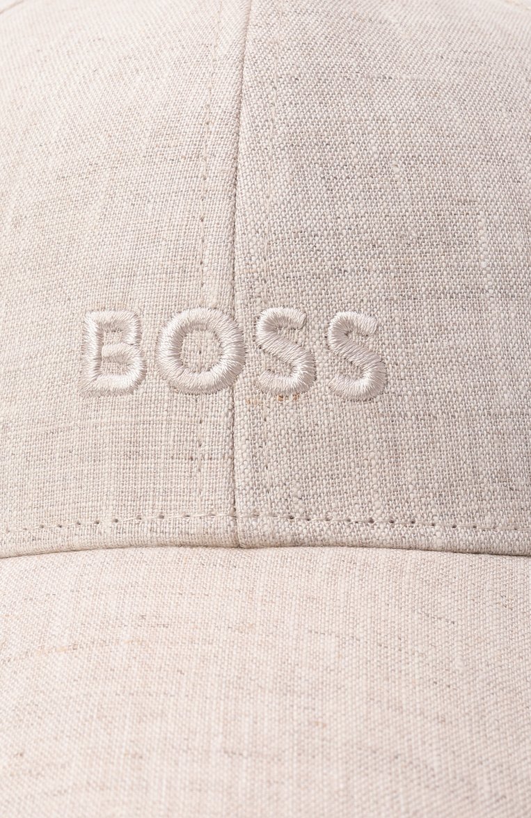 Женская льняная бейсболка BOSS светло-бежевого цвета, арт. 50539507 | Фото 4 (Материал: Лен, Текстиль; Автоматизация состава: Проставлено; Нос: Не проставлено)
