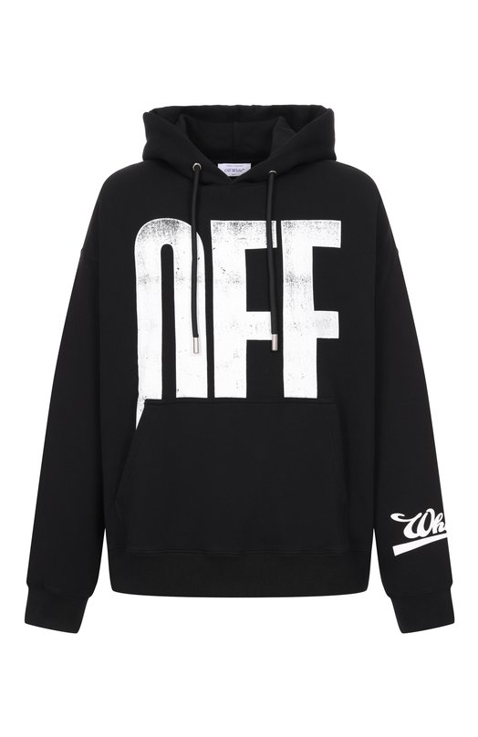 Хлопковое худи Off-White 0MBB085F25FLE00Q Чёрный 0MBB085F25FLE00Q