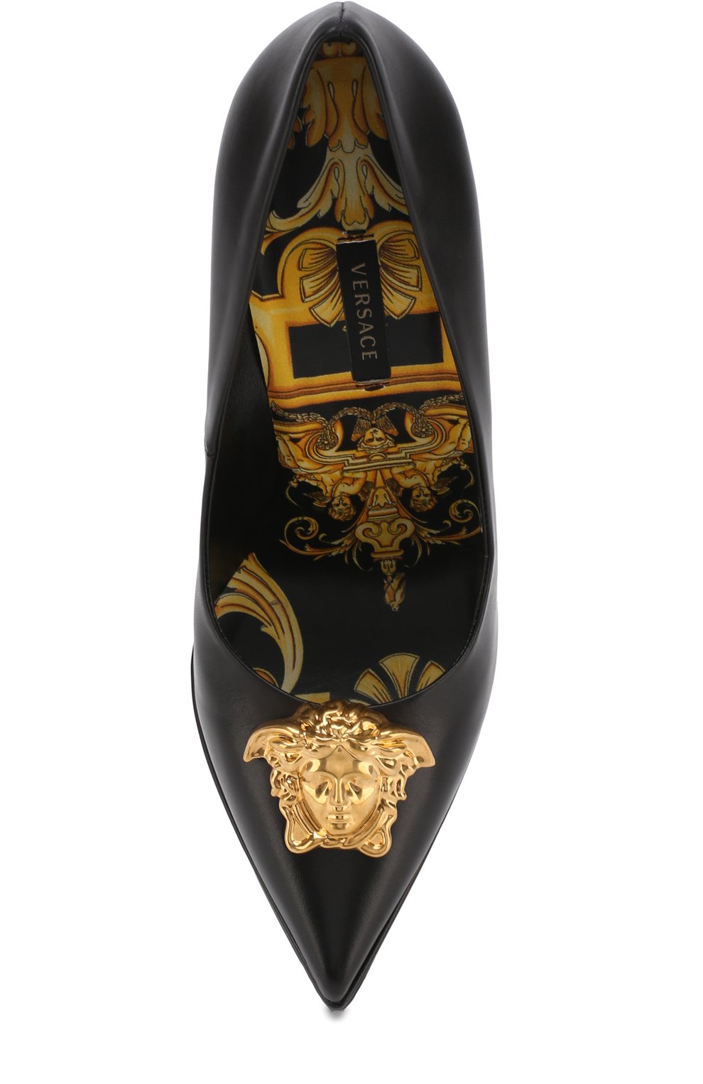 Кожаные туфли palazzo с брошью на шпильке VERSACE, арт. DSR384S/DVT2PB, фото 5