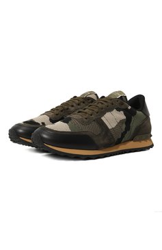 Мужские комбинированные кроссовки rockrunner VALENTINO �хаки цвета, арт. 4Y2S0723/QRK | Фото 1 (Материал внешний: Текстиль; Материал сплава: Проставлено; Стили: Классический; Материал утеплителя: Без утеплителя; Материал внутренний: Текстиль; Подошва: Массивная; Драгоценные камни: Проставлено)