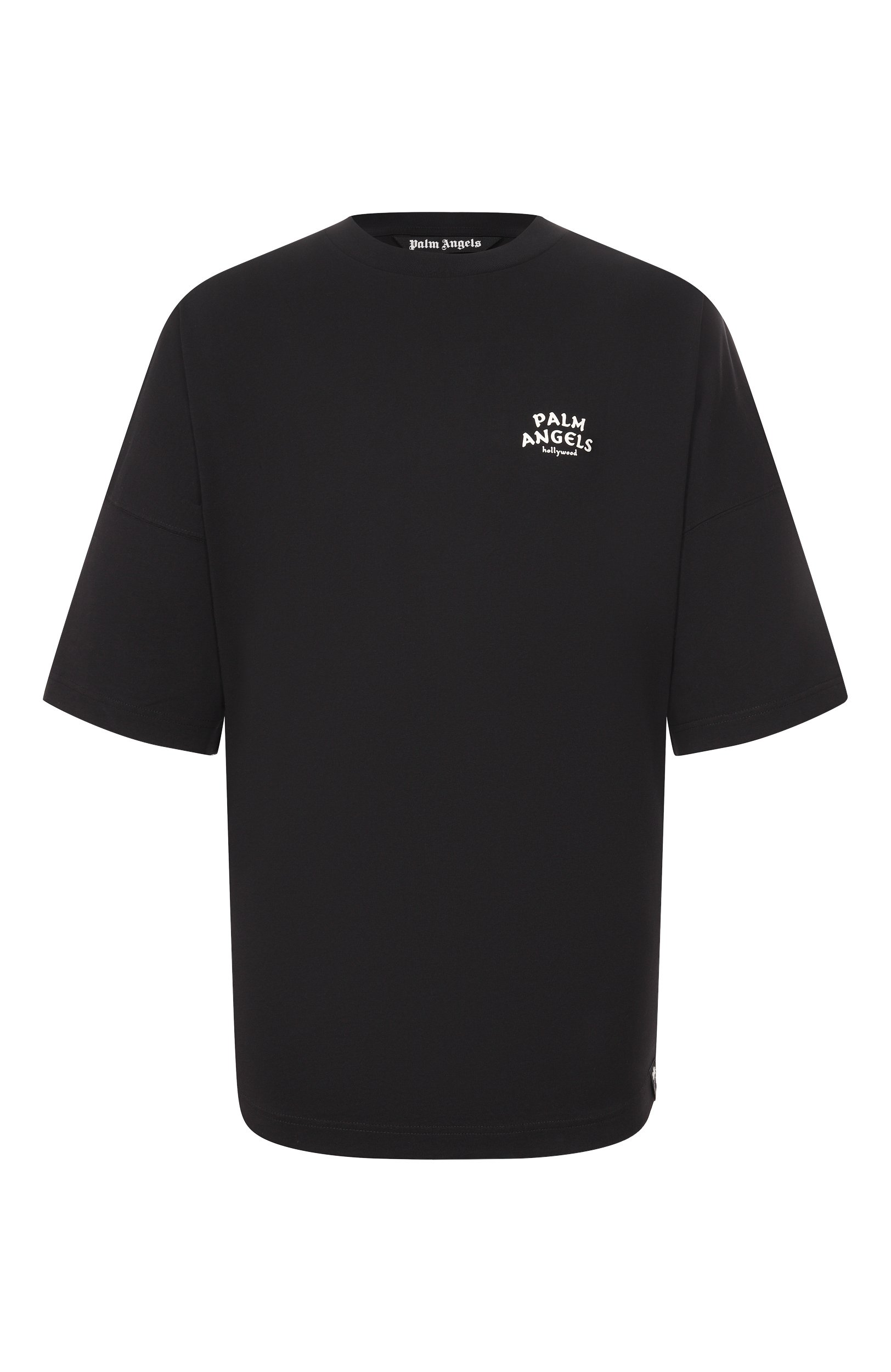 Хлопковая футболка PALM ANGELS черного цвета по цене 33950 руб., арт. PAMAA005JR003, фото 1 Хлопковая футболка PALM ANGELS, арт. PAMAA005JR003, фото 1