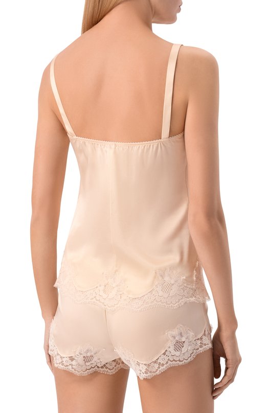 Топ из шелка и хлопка Dolce & Gabbana 07A00T/0N013 Бежевый  07A00T/0N013 Фото 4