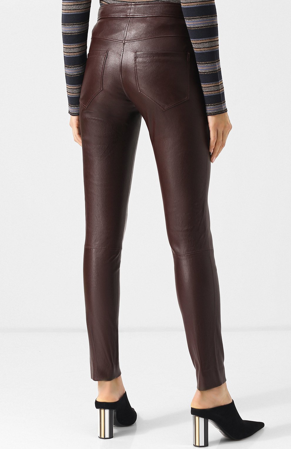 Однотонные кожаные брюки с карманами BRUNELLO CUCINELLI, арт. M0V32P6712, фото 4