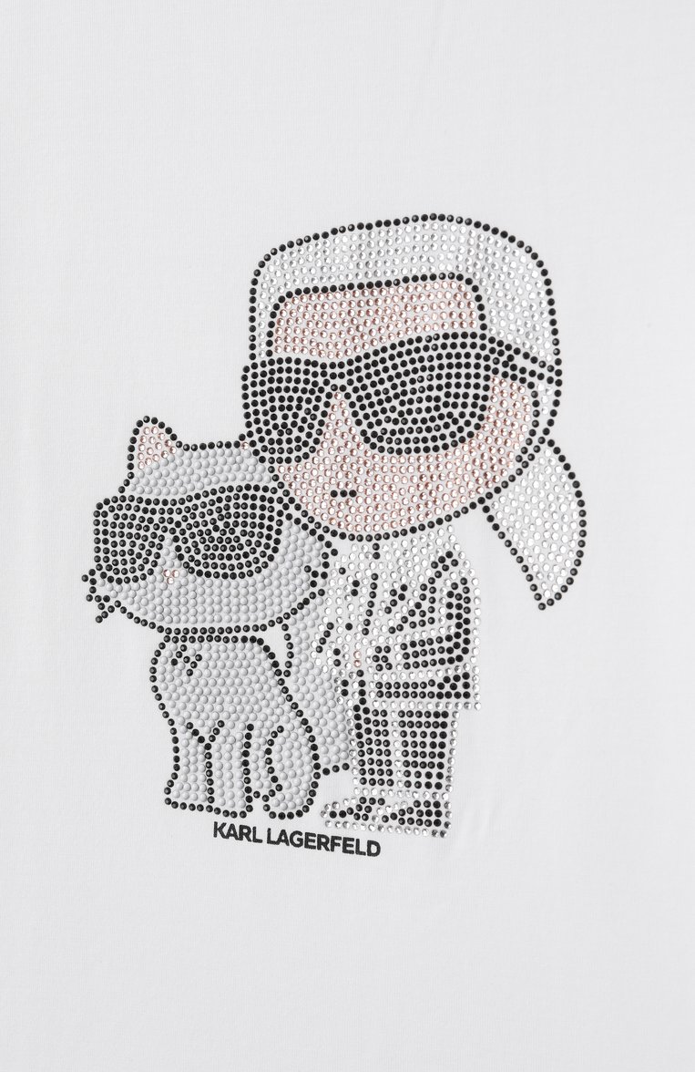 Детская хлопковая футболка KARL LAGERFELD KIDS белого цвета, арт. Z30489 | Фото 3 (Драгоценные камни: Проставлено; Материал сплава: Проставлено; Рукава: Короткие; Материал внешний: Хлопок; Девочки Кросс-КТ: футболка-одежда; Ростовка одежда: 5 лет | 110 см, 9 лет | 134 см, 7 лет | 122 см, 12 лет | 152 см, 13 - 15 лет | 158 см, 16 лет | 164 см)