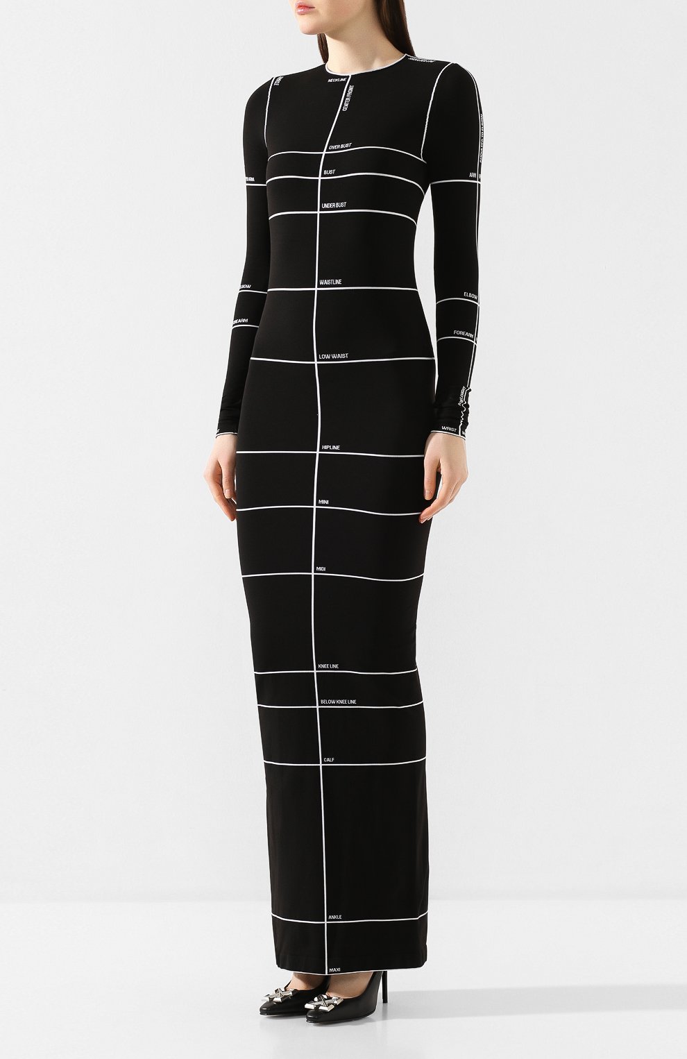 Платье-макси VETEMENTS черного цвета по цене 89950 руб., арт. SS20DR247 1379/W/BLACK, фото 3 Платье-макси VETEMENTS, арт. SS20DR247 1379/W/BLACK, фото 3