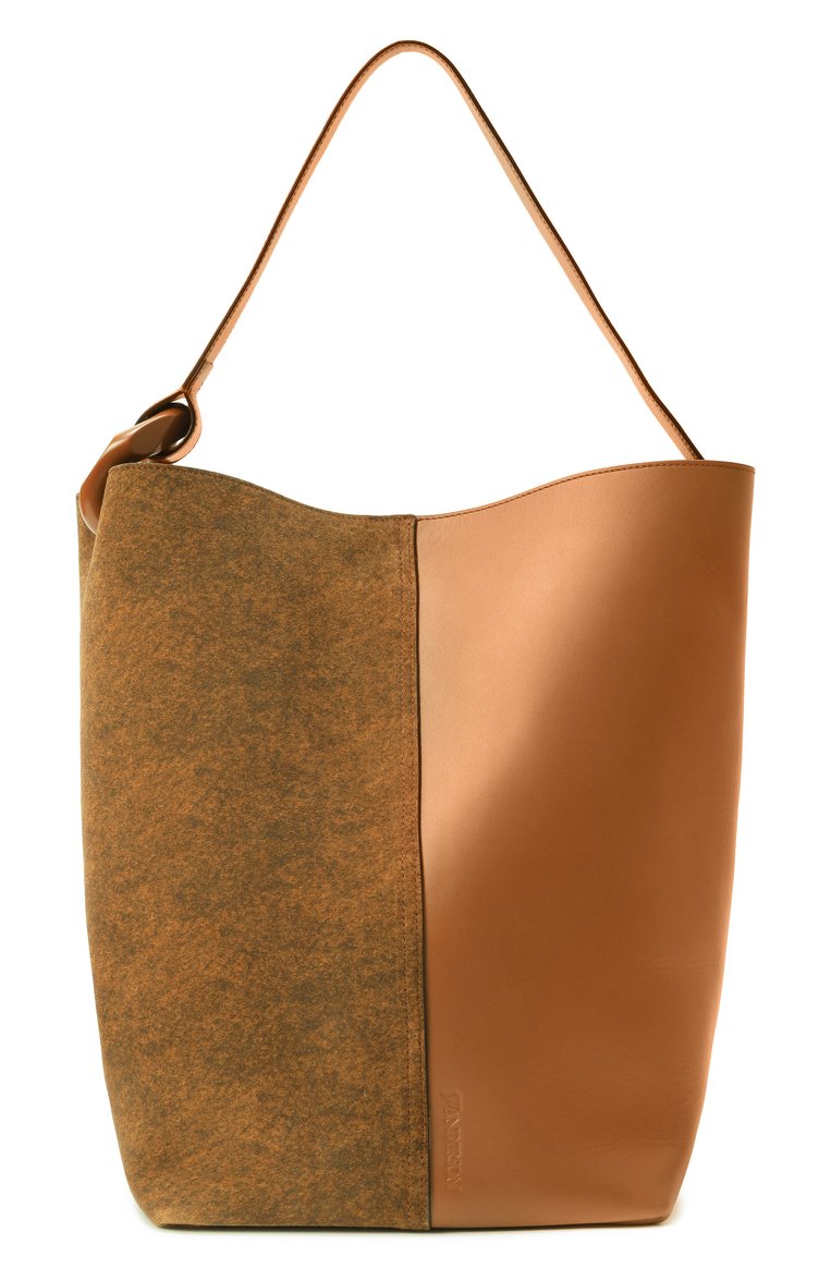 Женская сумка-тоут jwa corner JW ANDERSON коричневого цвета, арт. HB0636 LA0342 | Фото 1 (Размер: large; Материал: Натуральная кожа)