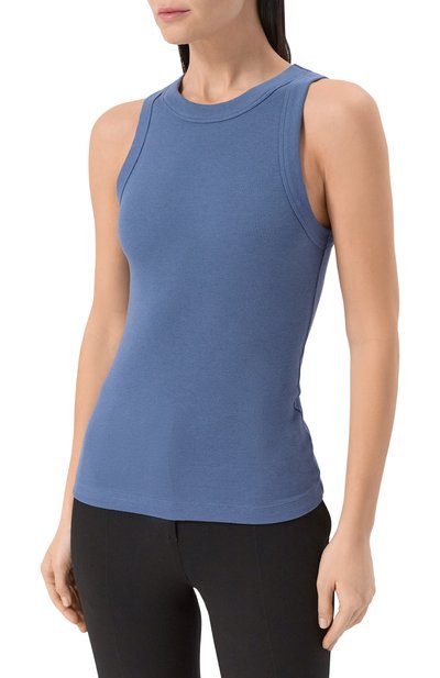 Майка из хлопка и шелка 12 STOREEZ голубого цвета по цене 4800 руб., арт. 136696, фото 3 Майка из хлопка и шелка 12 STOREEZ, арт. 136696, фото 3