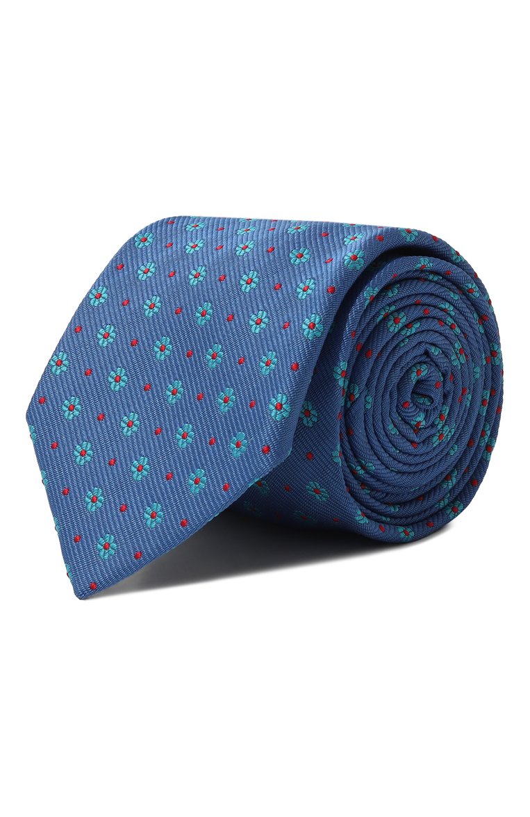Мужской шелковый галстук BROUBACK синего цвета, арт. TIE 8CM/SS24 | Фото 1 (Материал: Текстиль, Шелк; Нос: Не проставлено; Материал сплава: Проставлено; Принт: С принтом)