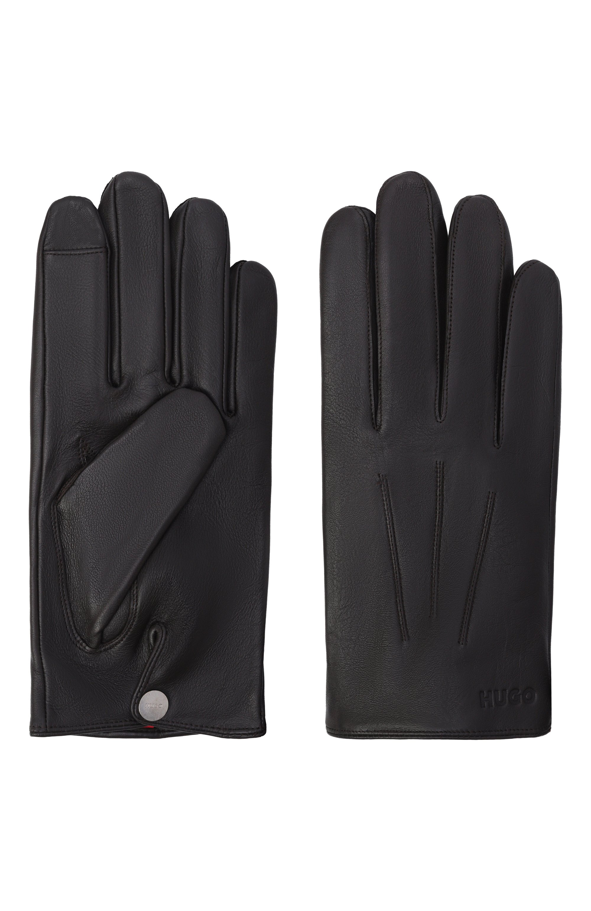 Кожаные перчатки HUGO темно-коричневого цвета по цене 12950 руб., арт. 50497086, фото 2 Кожаные перчатки HUGO, арт. 50497086, фото 2